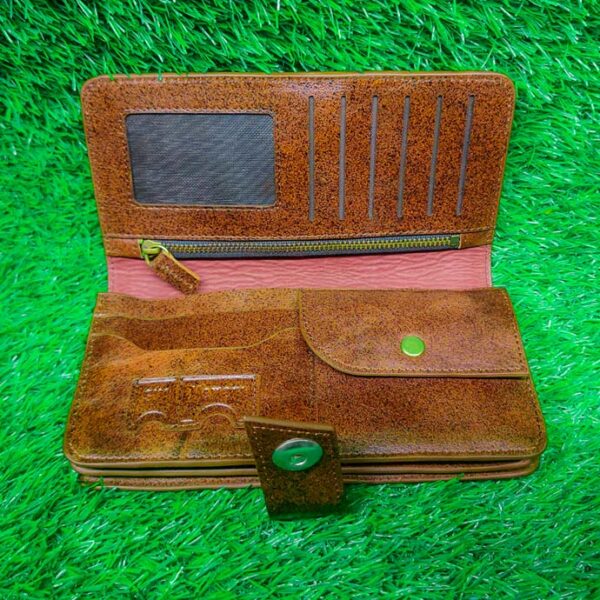 Original Leather Double Mobile Gadget Long Wallet - Image 4