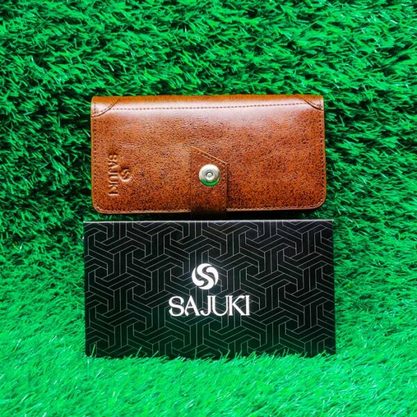 Original Leather Double Mobile Gadget Long Wallet - Image 3