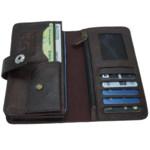 Original Leather Double Mobile Gadget Long Wallet