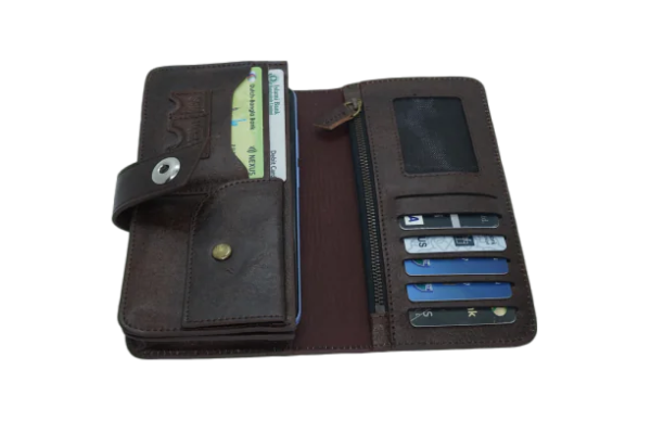 Original Leather Double Mobile Gadget Long Wallet