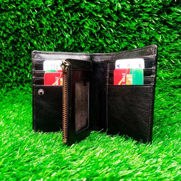 Multi-Compartment Leather Wallet with Zipper - Image 6