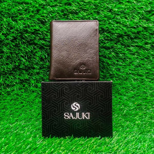 Multi-Compartment Leather Wallet with Zipper - Image 2